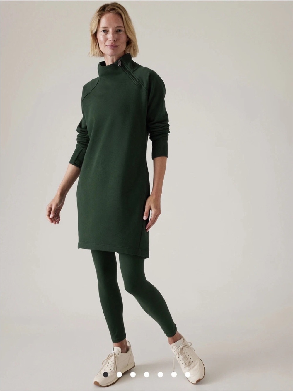 Athleta Cozy Karma Women’s Dark Green Quarter-Zip Sweaterdress